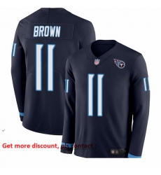 Titans 11 A J  Brown Navy Blue Team Color Youth Stitched Football Limited Therma Long Sleeve Jersey