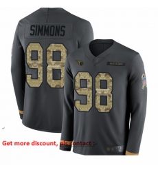 Titans 98 Jeffery Simmons Anthracite Salute to Service Youth Stitched Football Limited Therma Long Sleeve Jersey