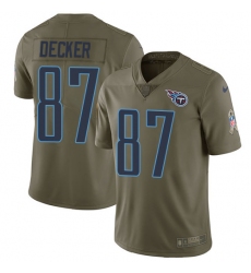 Youth Nike Titans #87 Eric Decker Olive Stitched NFL Limited 2017 Salute to Service Jersey