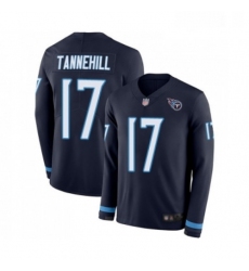 Youth Tennessee Titans 17 Ryan Tannehill Limited Navy Blue Therma Long Sleeve Football Jersey