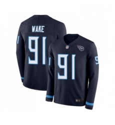 Youth Tennessee Titans 91 Cameron Wake Limited Navy Blue Therma Long Sleeve Football Jersey