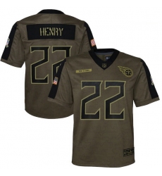 Youth Tennessee Titans Derrick Henry Nike Olive 2021 Salute To Service Game Jersey