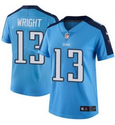 Nike Titans #13 Kendall Wright Light Blue Womens Stitched NFL Limited Rush Jersey