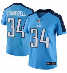 Nike Titans #34 Earl Campbell Light Blue Womens Stitched NFL Limited Rush Jersey