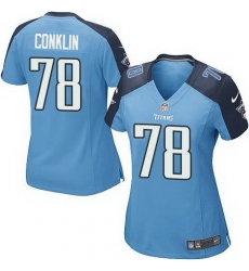 Nike Titans #78 Jack Conklin Light Blue Team Color Womens Stitched NFL Elite Jersey