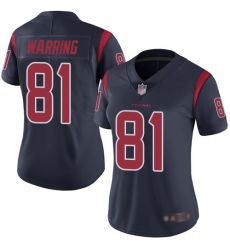 Texans 81 Kahale Warring Navy Blue Women Stitched Football Limited Rush Jersey