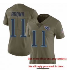 Titans 11 A J  Brown Olive Women Stitched Football Limited 2017 Salute to Service Jersey
