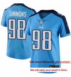 Titans 98 Jeffery Simmons Light Blue Women Stitched Football Limited Rush Jersey