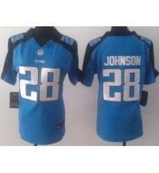 Women Nike Tennessee Titans 28 Chris Johnson Light Blue NFL Jerseys