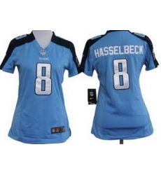 Women Nike Tennessee Titans 8# Matt Hasselbeck Light Blue Nike NFL Jerseys