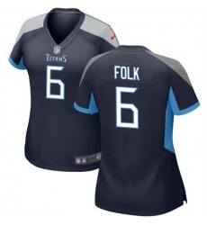 Women Tennessee Titans 6 Nick Folk Navy Stitched Football Jersey  Run Small