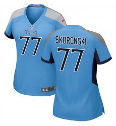 Women Tennessee Titans 77 Peter Skoronski Blue 2023 Draft Stitched Game Jersey