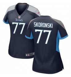 Women Tennessee Titans 77 Peter Skoronski Navy 2023 Draft Stitched Game Jersey