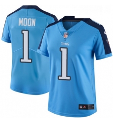 Womens Nike Tennessee Titans 1 Warren Moon Elite Light Blue Team Color NFL Jersey