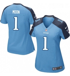 Womens Nike Tennessee Titans 1 Warren Moon Game Light Blue Team Color NFL Jersey