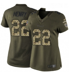 Womens Nike Tennessee Titans 22 Derrick Henry Elite Green Salute to Service NFL Jersey