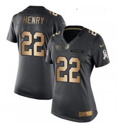Womens Nike Tennessee Titans 22 Derrick Henry Limited BlackGold Salute to Service NFL Jersey