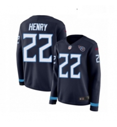 Womens Nike Tennessee Titans 22 Derrick Henry Limited Navy Blue Therma Long Sleeve NFL Jersey