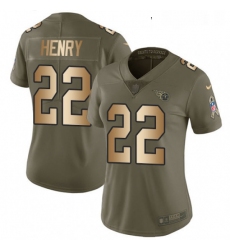 Womens Nike Tennessee Titans 22 Derrick Henry Limited OliveGold 2017 Salute to Service NFL Jersey