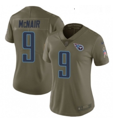 Womens Nike Tennessee Titans 9 Steve McNair Limited Olive 2017 Salute to Service NFL Jersey