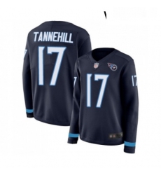 Womens Tennessee Titans 17 Ryan Tannehill Limited Navy Blue Therma Long Sleeve Football Jersey