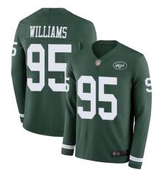 Jets 95 Quinnen Williams Green Team Color Men Stitched Football Limited Therma Long Sleeve Jersey