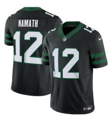 Men New York Jets 12 Joe Namath Black 2024 F U S E  Vapor Limited Stitched Jersey