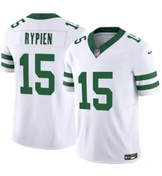 Men New York Jets 15 Brett Rypien 2023 F U S E  White Throwback Vapor Untouchable Limited Stitched Jersey