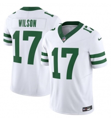 Men New York Jets 17 Garrett Wilson White 2023 F U S E  Vapor Limited Throwback Stitched Football Jersey
