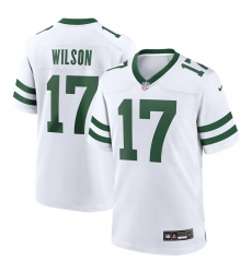 Men New York Jets 17 Garrett Wilson White Throwback Player Stitched Game Jersey