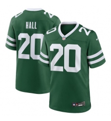 Men New York Jets 20 Breece Hall Green Throwback Stitched Game Jersey