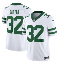 Men New York Jets 32 Michael Carter White 2023 F U S E  Vapor Limited Throwback Stitched Football Jersey