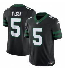 Men New York Jets 5 Garrett Wilson Black 2024 F U S E  Vapor Limited Stitched Jersey