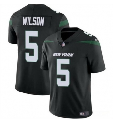 Men New York Jets 5 Garrett Wilson Black Vapor Untouchable Limited Stitched Jersey