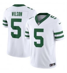Men New York Jets 5 Garrett Wilson White 2024 F U S E  Vapor Limited Stitched Jersey