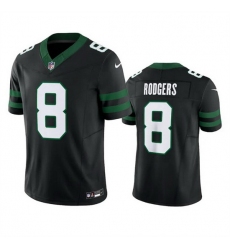 Men New York Jets 8 Aaron Rodgers Black 2024 F U S E  Vapor Limited Stitched Jersey