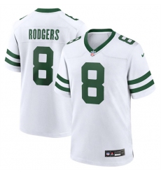 Men New York Jets 8 Aaron Rodgers White Throwback Player Stitched Game Jersey