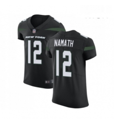 Mens New York Jets 12 Joe Namath Black Alternate Vapor Untouchable Elite Player Football Jersey