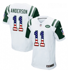 Mens Nike New York Jets 11 Robby Anderson Elite White Road USA Flag Fashion NFL Jersey
