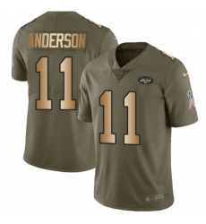 Mens Nike New York Jets 11 Robby Anderson Limited OliveGold 2017 Salute to Service NFL Jersey