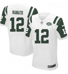 Mens Nike New York Jets 12 Joe Namath Elite White NFL Jersey