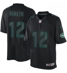 Mens Nike New York Jets 12 Joe Namath Limited Black Impact NFL Jersey