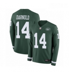 Mens Nike New York Jets 14 Sam Darnold Limited Green Therma Long Sleeve NFL Jersey