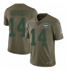 Mens Nike New York Jets 14 Sam Darnold Limited Olive 2017 Salute to Service NFL Jersey