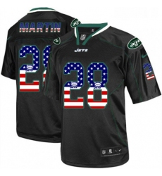 Mens Nike New York Jets 28 Curtis Martin Elite Black USA Flag Fashion NFL Jersey
