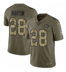 Mens Nike New York Jets 28 Curtis Martin Limited OliveCamo 2017 Salute to Service NFL Jersey