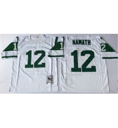 Mitchell And Ness jets #12 Joe Namath white Throwback Stitched NFL Jerseys