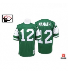 Mitchell and Ness New York Jets 12 Joe Namath Green Team Color Authentic Throwback NFL Jersey