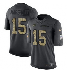 Nike Jets #15 Brandon Marshall Black Mens Stitched NFL Limited 2016 Salute to Service Jersey