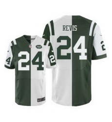 Nike Jets #24 Darrelle Revis Green White Mens Stitched NFL Elite Split Jersey